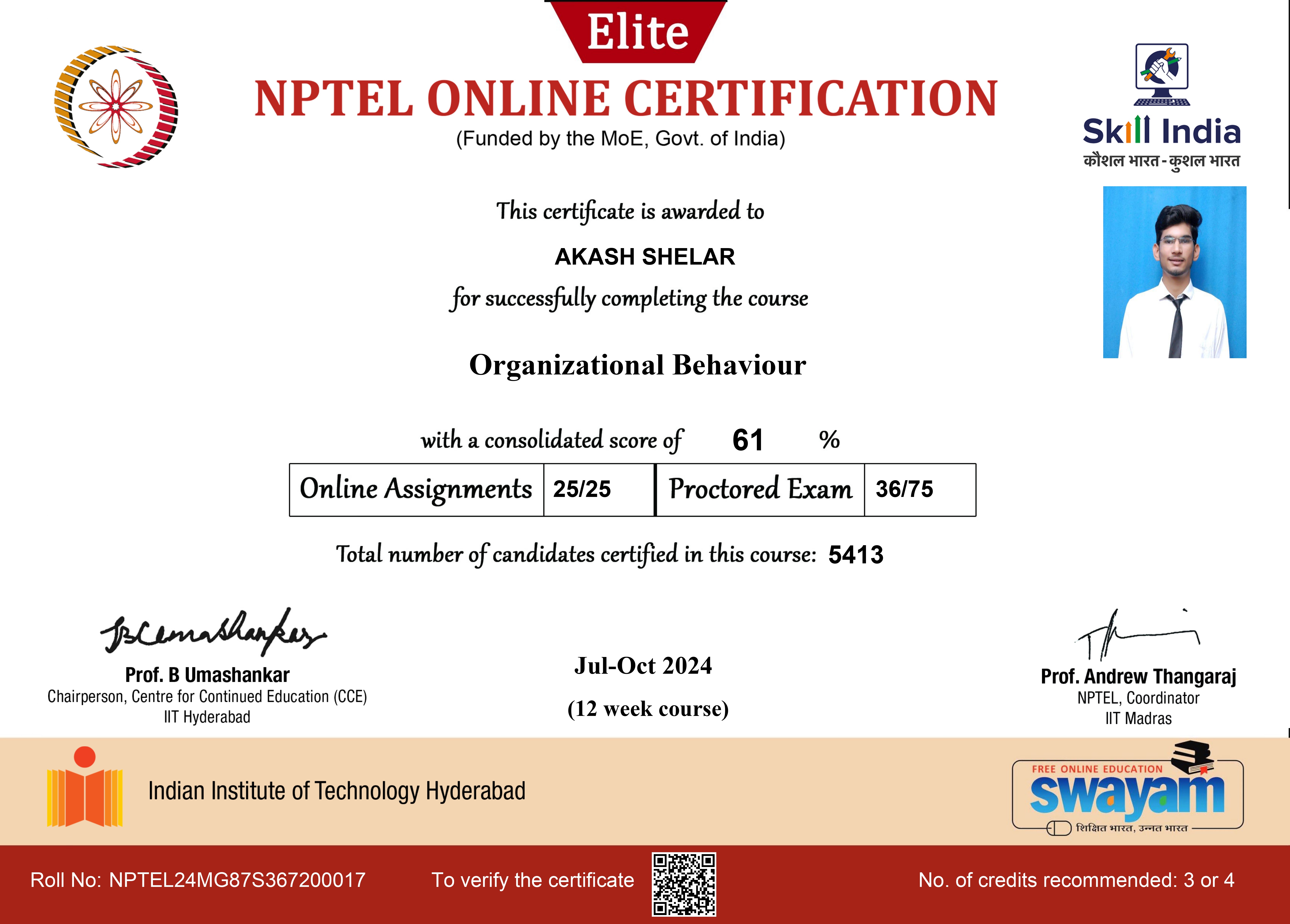 NPTEL Certificate
