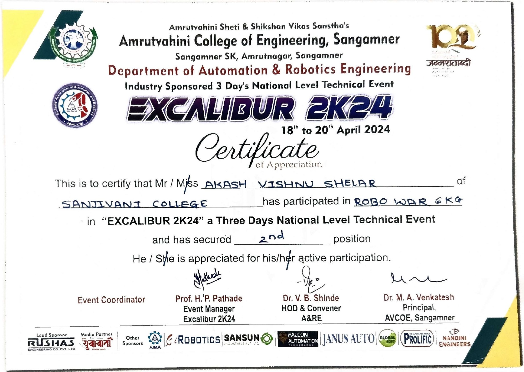 Competition Certificate